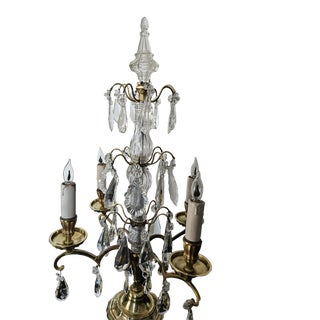 Hollywood Regency Electrified Crystal and Brass 4 Arm Girondole For Sale