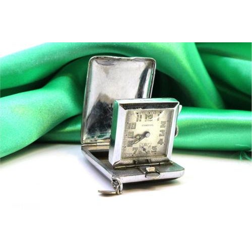 Steel Travel Watch with Mechanical Movement and Suspension Ring from Condal For Sale - Image 5 of 9