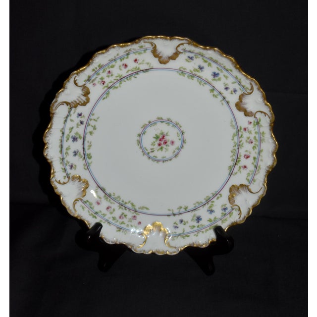 Limoges B and H France Floral Garlands Dinner Plate Brushed Double Gold For Sale - Image 14 of 15