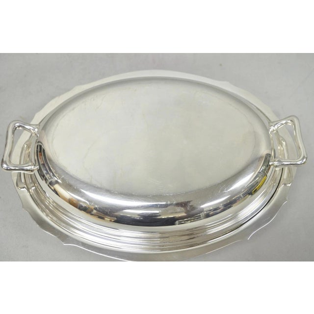 Vintage Towle 4046 Silver Plated Oval Covered Vegetable Serving Dish Platter For Sale In Philadelphia - Image 6 of 13