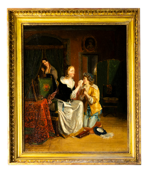 Jean-Augustin Franquelin, Mother and Daughter on Canvas, 1800s, Oil on Canvas, Framed
