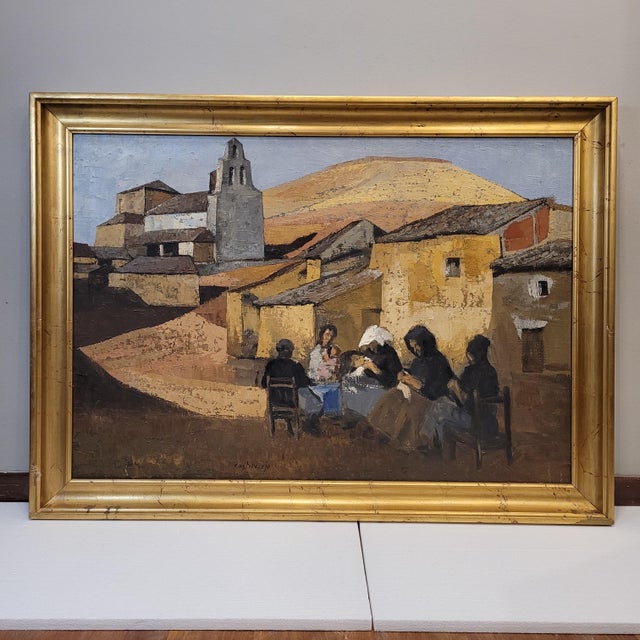 “Castilian Village” by José María García Fernández “Castilviejo”, genre painting, 1980s – Spain Technique: Oil on canvas...