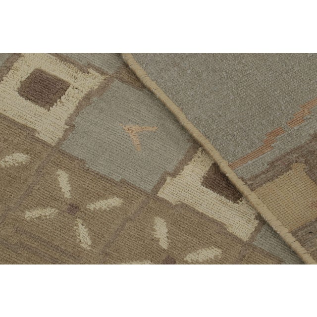 Rug & Kilim’s Custom Art Deco Geometric Blue and Beige Wool and Silk Runner For Sale - Image 9 of 9