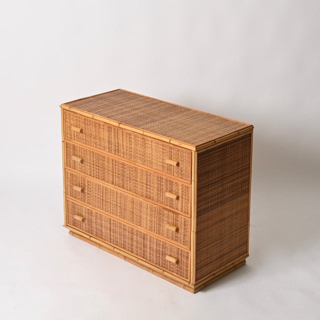 Mid-Century Modern Italian Organic Chest of Drawers in Bamboo and Rattan Wicker, 1970s For Sale - Image 6 of 15