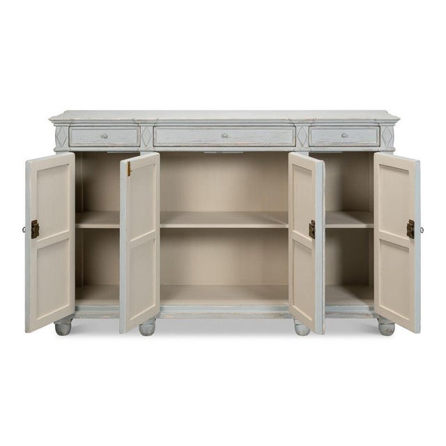 Farmhouse French Provincial Sideboard with a Distressed Blue-Grey Finish For Sale - Image 3 of 11