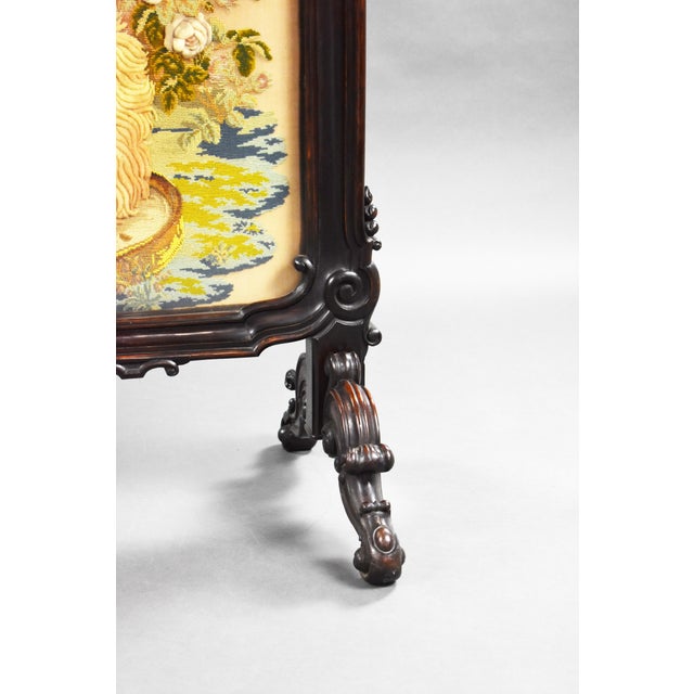 19th Century English Victorian Rosewood Fire Screen For Sale - Image 9 of 18