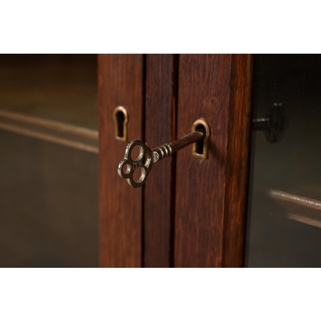 Wood Limbert Style Antique Mission Oak Arts and Crafts Triple Bookcase Cabinet, Circa 1900 For Sale - Image 7 of 11
