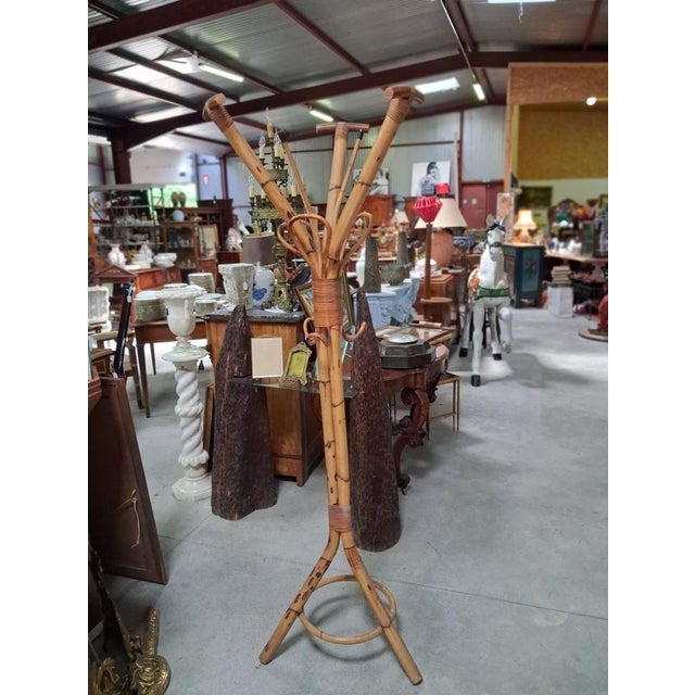 Parrot Coat Rack in Bamboo and Rattan, 1960s For Sale - Image 6 of 7