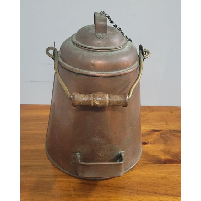 Antique Primitive Copper Coffee Kettle Campfire Pot For Sale In Raleigh - Image 6 of 10