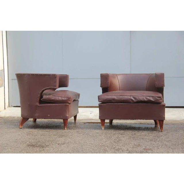 The upholstery is brown eco leather.