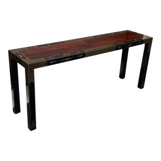 Vintage Drexel Et Cetera Chinoiserie Stenciled Parsons Console Table For Sale