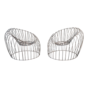 Mid Century Modern Metal Bubble Chairs - A Pair