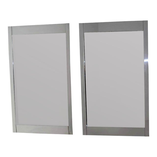 Pair of Large Chrome Frame Mirrors by Milo Baughman for Thayer Coggin For Sale