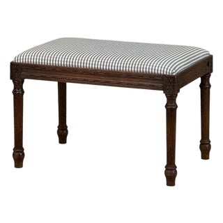 Antique French Louis XVI Style Walnut Vanity Stool ~ Piano Bench For Sale