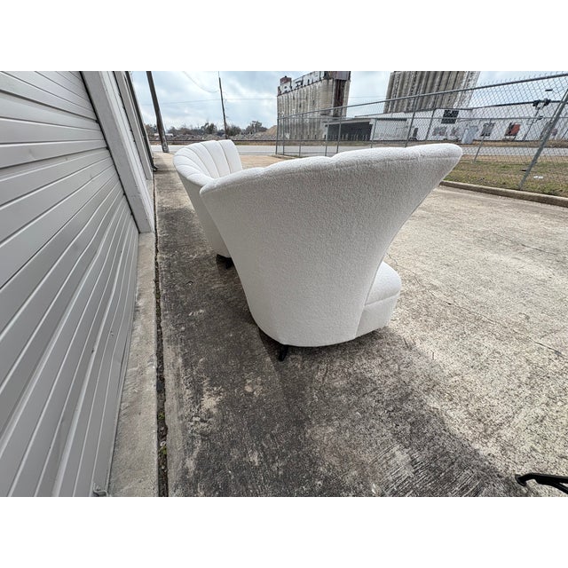 Pair of Asymmetrical Channel Back Lounge Chairs For Sale - Image 9 of 14
