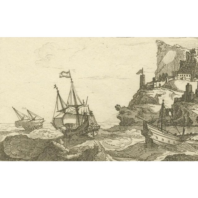 Peeters, Fortified Island in the Aegean Archipelago with Ships at Sea, 1680, Print For Sale - Image 3 of 7