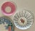 Art Deco Early 20th Century Limoges Blue, Gold, and Pink Roses Desert Plate and Saucer Wall Plate Curation- Set of 6 For Sale - Image 3 of 10
