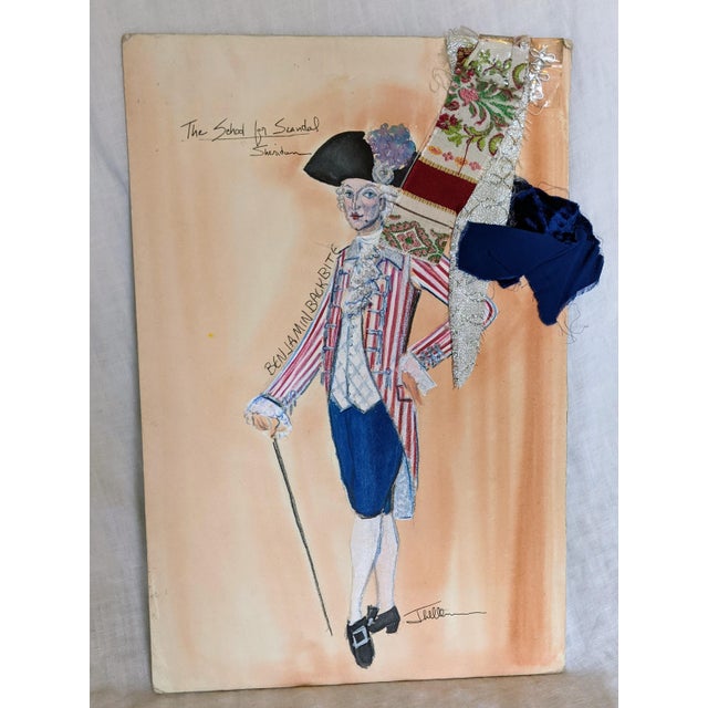 Illustration 1980s Costume Mixed-Media Illustrations by Jeffrey Ullman - Set of 7 For Sale - Image 3 of 12