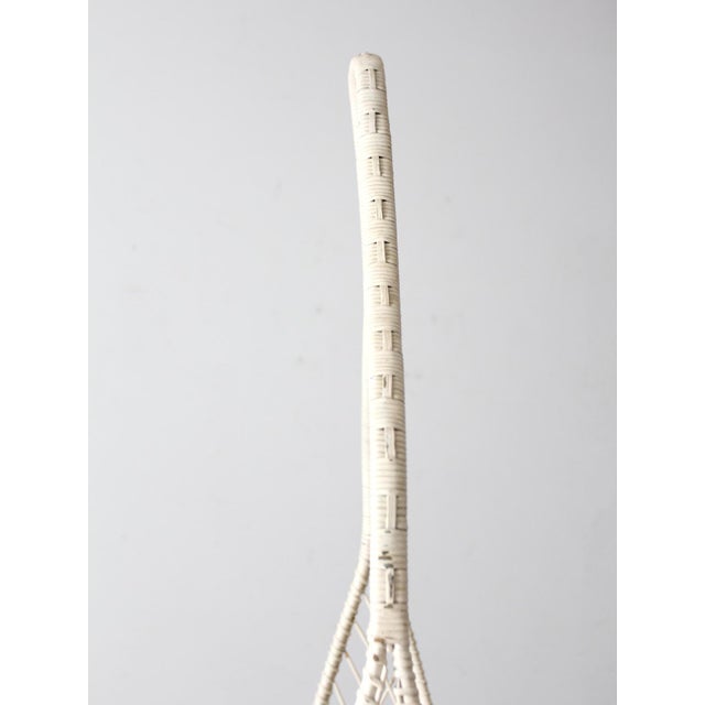 Antique Wicker Planter Basket Stand With Hanging Hook For Sale - Image 12 of 12