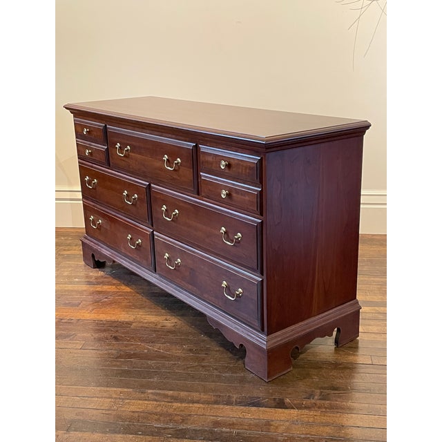 Pennsylvania House 1990s Pennsylvania House Chippendale Cherry Dresser With Mirror For Sale - Image 4 of 15