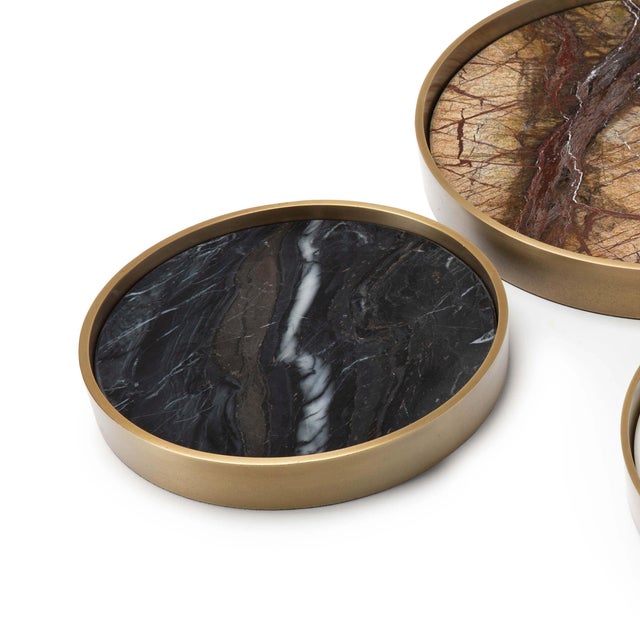 Not Yet Made - Made To Order Regina Andrew Modern Brass and Marble Mixer Trays - Set of 3 For Sale - Image 5 of 6