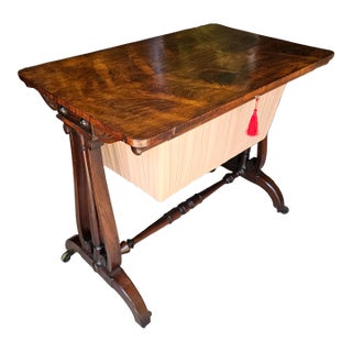 Antique 1830's English Rosewood Sewing Table For Sale