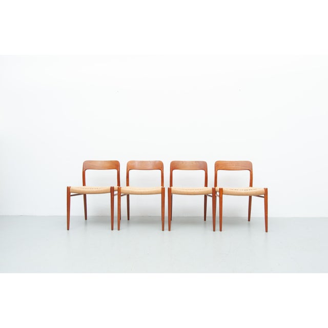 Vintage Model 75 Dining Chairs in Teak by Niels Otto Møller for J. L. Møller Møbelfabrik, 1950s, Set of 4 For Sale - Image 15 of 15