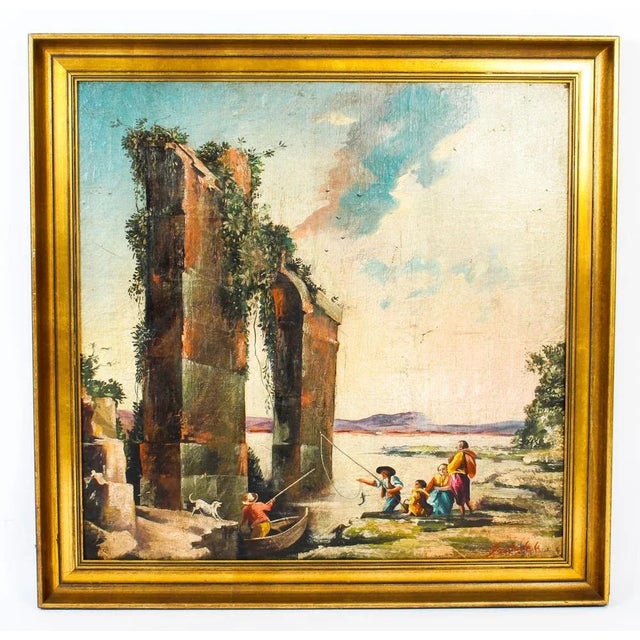 Textile Giancarlo Drovandi, Palladian Classical Roman Ruins, 20th-Century, Oil on Canvas, Framed For Sale - Image 7 of 8
