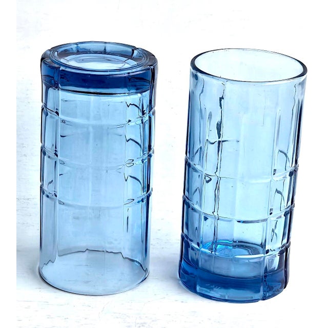 Vintage Anchor Hocking Flat Iced Tea Glasses in Tartan Blueberry, Set of 4 For Sale In Miami - Image 6 of 13