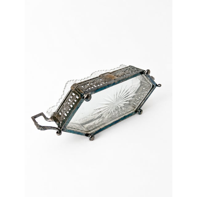 Silver Art Nouveau French Silver-Plated and Cut-Glass Jardinière, 1900s For Sale - Image 8 of 13