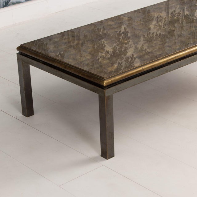 Mid 20th Century Attributed to French Maison Jansen Bronze and Églomisé Coffee Table For Sale - Image 14 of 18