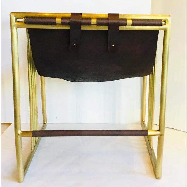 Baker Modern Dark Brown Bison Leather Sling Chair For Sale In Atlanta - Image 6 of 7