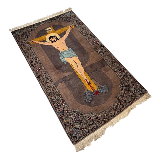 Semi-Antique Tabriz Pictorial Rug For Sale