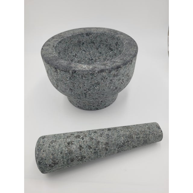 Traditional Late 20th Century Granite Mortar and Pestle-2-Piece Set For Sale - Image 3 of 12