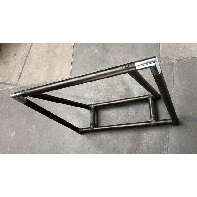 Hollywood Regency Faux Bamboo and Chrome Table Trestles, 1980s, Set of 2 For Sale - Image 4 of 18