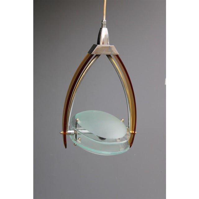 Glass Minimalist Orange Pendant from Fontana Arte, 1960s For Sale - Image 7 of 12