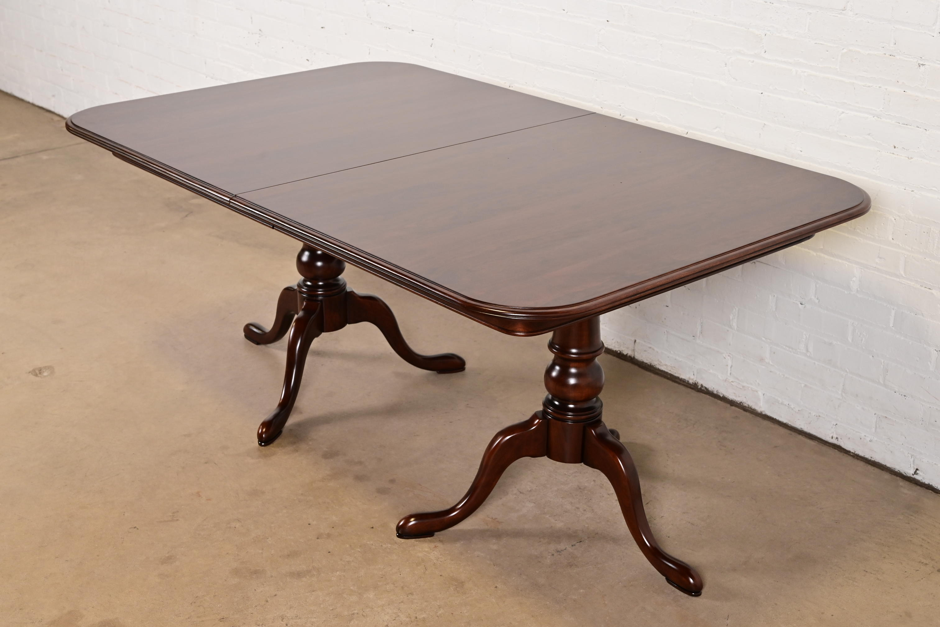 Henkel Harris Style Georgian Solid Cherry Wood Double Pedestal