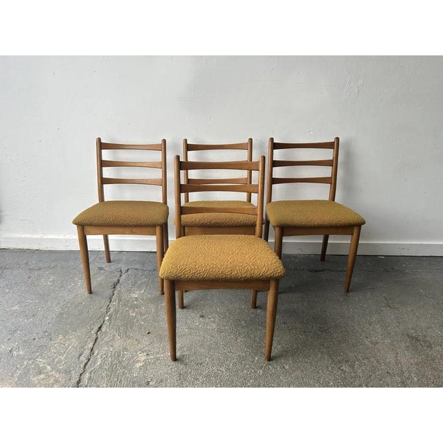 Vintage Dining Chairs with Mustard Fabric Upholstery from Schreiber, 1960s, Set of 4 For Sale - Image 3 of 10