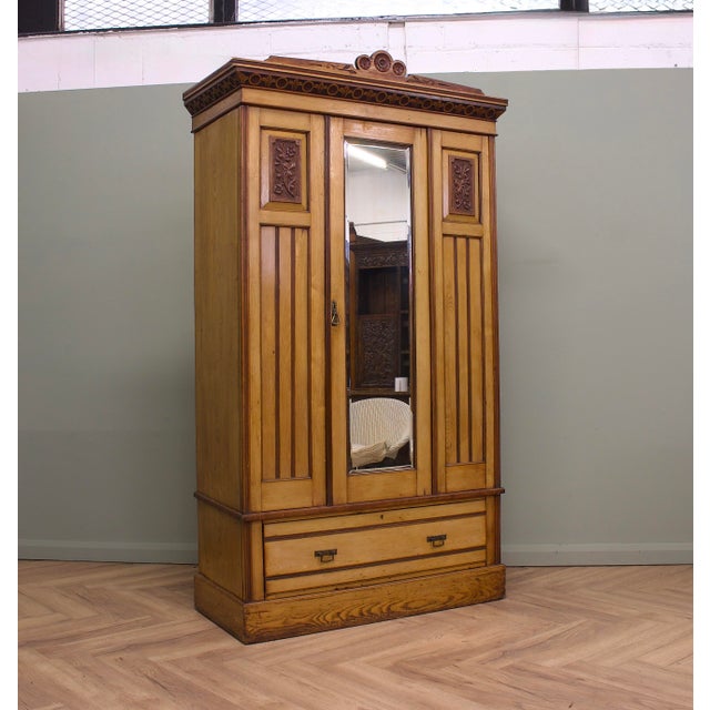 Antique Edwardian Ash Wardrobe, 1900s For Sale - Image 3 of 12