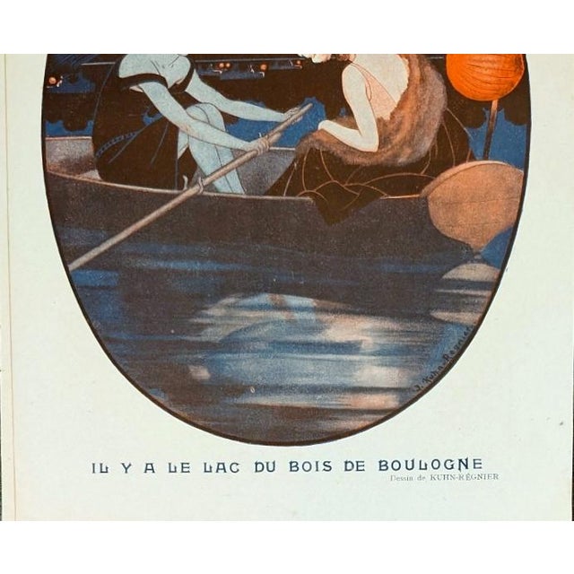Illustration Joseph Kuhn-Régnier, 1923 Fantasio "Faute De Venise, Il Y a Le Lac Du Bois De Boulogne" Print For Sale - Image 3 of 3