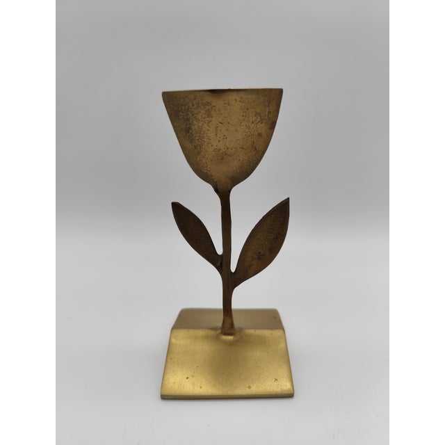Vintage Brass Tulip Candleholder, 1960s For Sale - Image 9 of 9