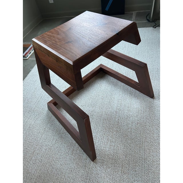 One of a Kind Artisan Made Black Walnut Organic Modern Bench Stool For Sale - Image 4 of 16