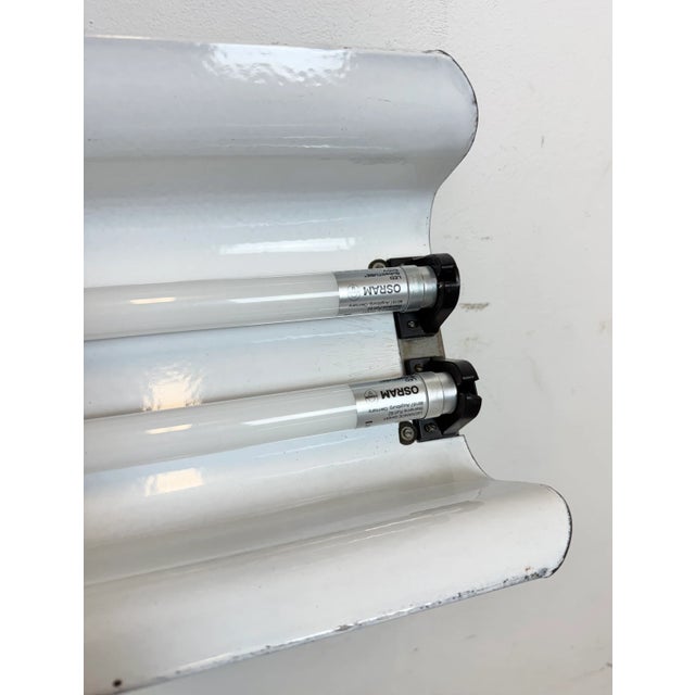 Industrial Grey Enamel Hanging Tube Light from Elektrosvit, 1960s For Sale - Image 14 of 18