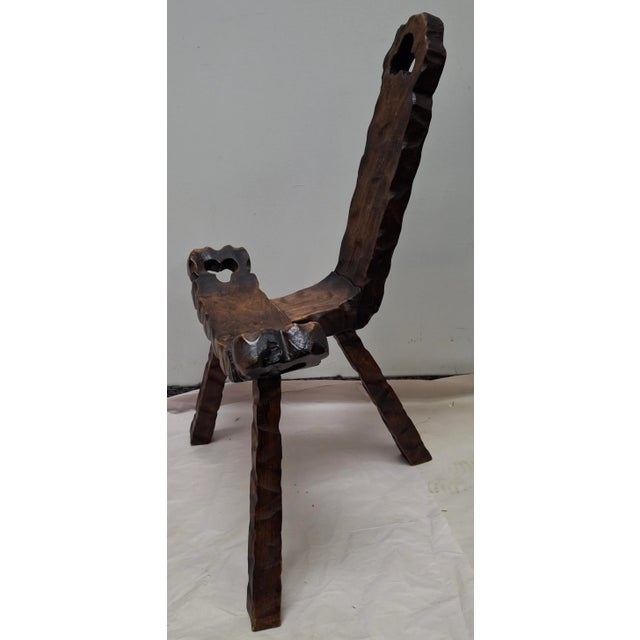20th Century Hand-Crafted Brutalist Tripod Spanish Birthing Chair For Sale - Image 9 of 11