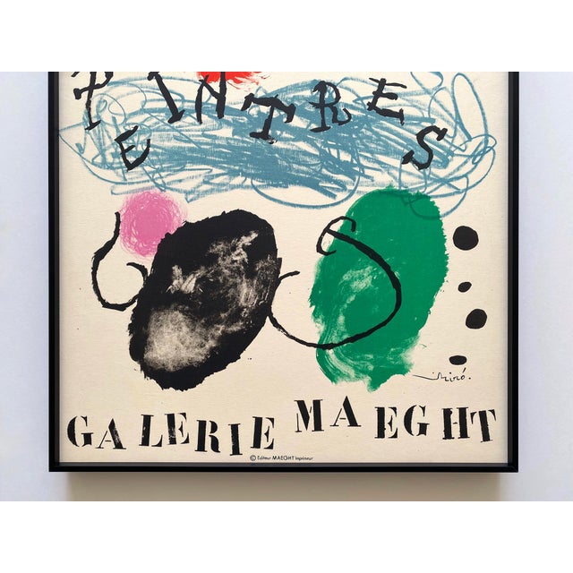 Mid-Century Modern Joan Miro Vintage 1960 Mid Century Modernist Fine Art Lithograph Print " Poetes-Sculpteurs-Peintres " Framed Paris Exhibition Poster For Sale - Image 3 of 18