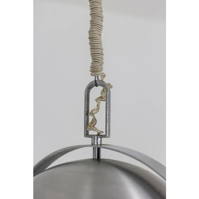 Industrial Style Pendant Light in Brushed and Opaline Metal, 1970s For Sale - Image 9 of 13