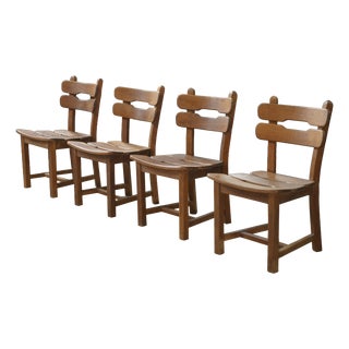 Oak Dining Chairs, 1950s, Set of 4 For Sale
