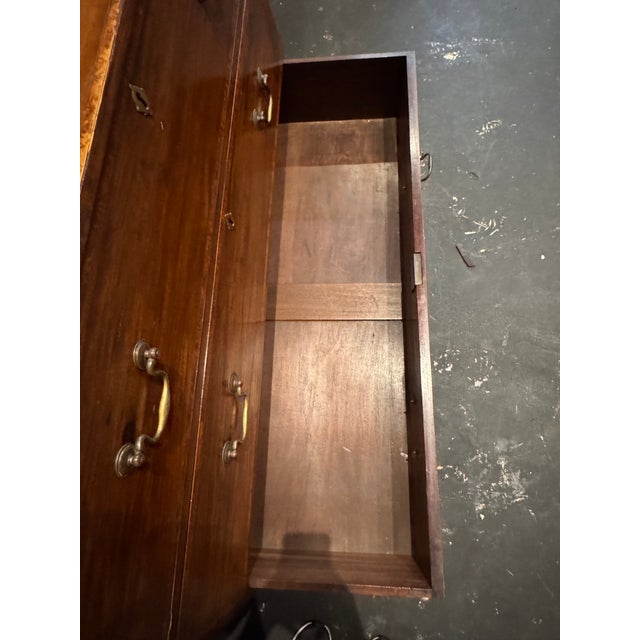 Antique English Georgian Mahogany Bureau Bookcase With Astragal Glass Doors, Late 18th Century For Sale - Image 10 of 13