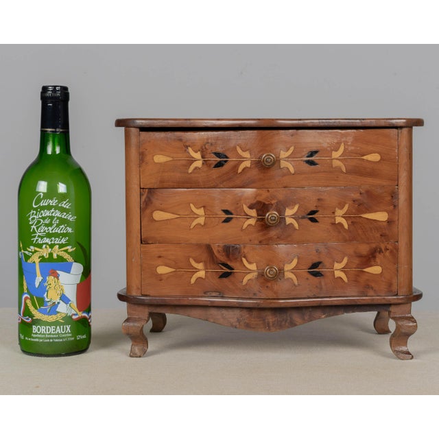 Brown French Louis XV Miniature Commode, Solid Cherry With Inlay, Circa 1900 For Sale - Image 8 of 9