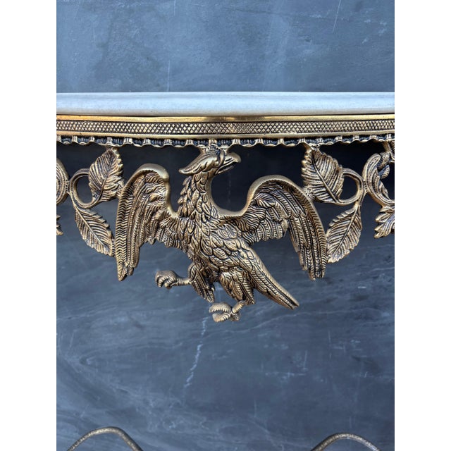 Neoclassical Gilt Bronze and Marble Console Table with Eagle Motif, 1940s For Sale - Image 9 of 9